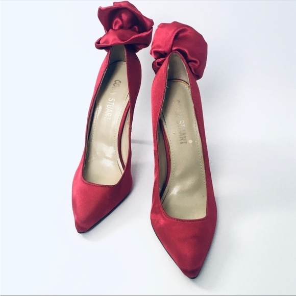 🍀3/$30 Colin Stuart Magenta Satin Rose Stilettos pointed toe heel pump size 6.5 - Picture 9 of 10
